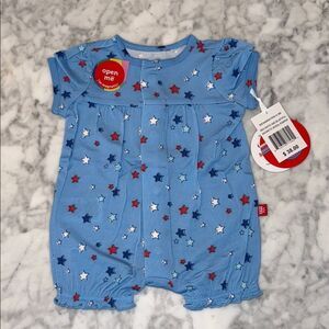 NWT MAGNETIC ME MODAL RED WHITE AND BLUE ROMPER